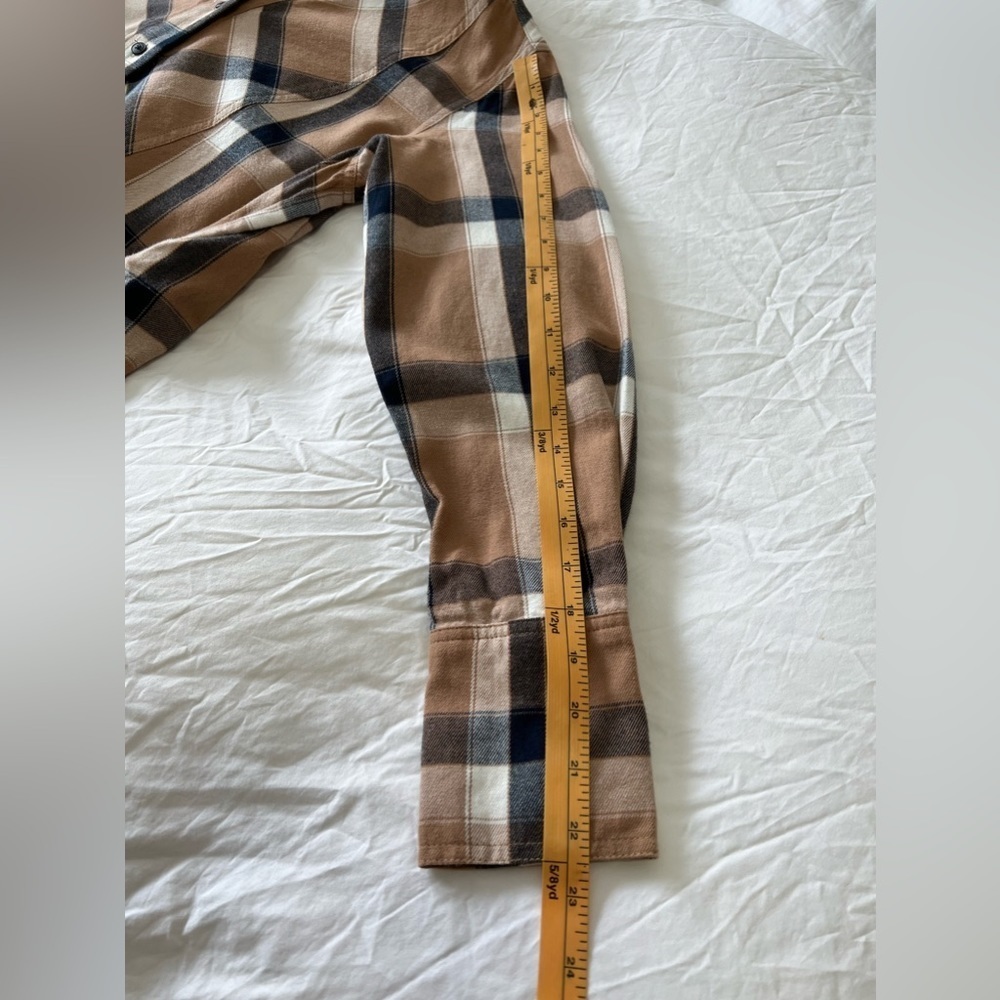 Derek Lam 10 Crosby Denim Mock Tie Waist Dress | Camel 100% Cotton Plaid SZ 6. - Picture 6 of 10